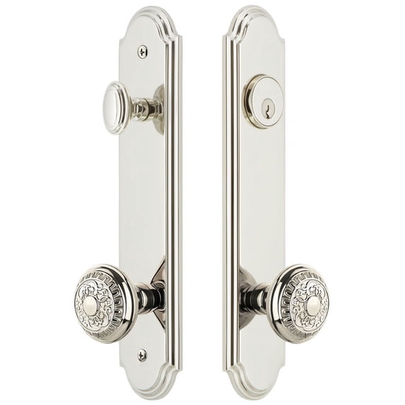 Grandeur Arcwin_Tp_Eset_234 Arc Solid Brass Tall Plate Single Cylinder Keyed Entry Set -