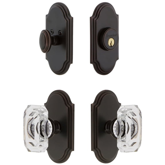 Grandeur 829016 Arc Solid Brass Single Cylinder Keyed Entry Knobset And Deadbolt Combo