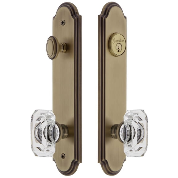 Grandeur 839339 Arc Solid Brass Tall Plate Single Cylinder Keyed Entry Set - Brass