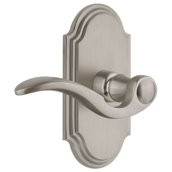 Grandeur Arcbel_Prv_234_Rh Arc Solid Brass Right Handed Privacy Door Lever Set - Nickel