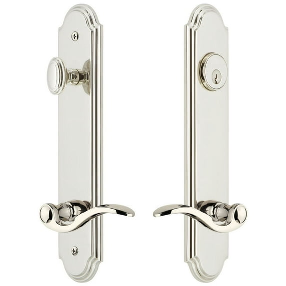 Grandeur Arcbel_Tp_Eset_238_Lh Arc Solid Brass Tall Plate Single Cylinder Keyed Entry Set