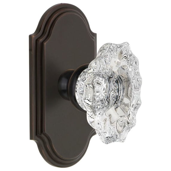 Grandeur Biarritz Crystal Door Knob with Arc Plate