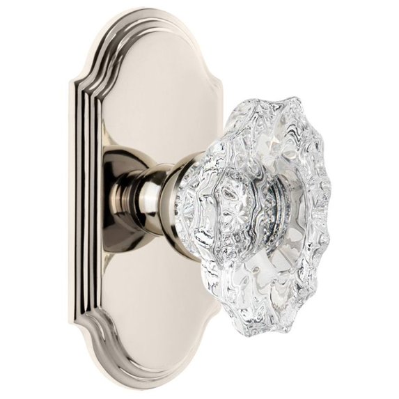 Grandeur Arcbia_Prv_238 Arc Solid Brass Rose Privacy Door Knob Set - Nickel