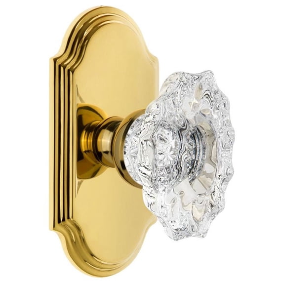 Grandeur 811258 Arc Solid Brass Rose Passage Door Knob Set - Brass