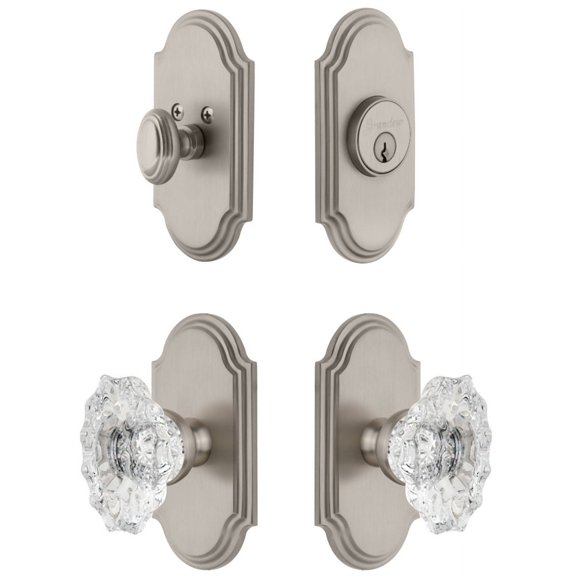 Grandeur 826097 Arc Solid Brass Single Cylinder Keyed Entry Knobset And Deadbolt Combo