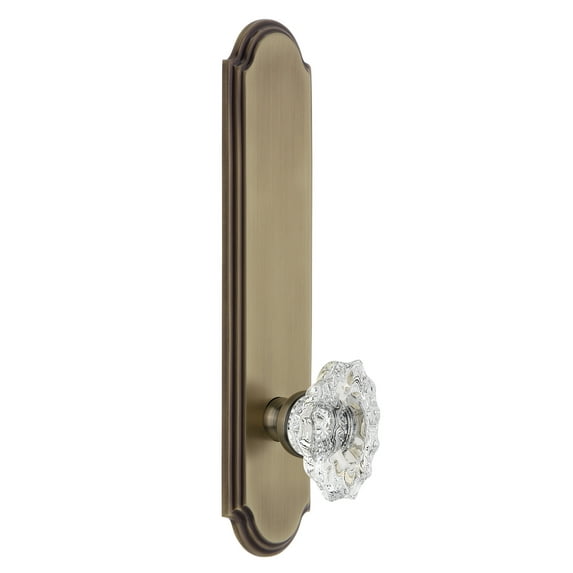 Grandeur Arcbia_Tp_Psg_238 Arc Solid Brass Tall Plate Rose Passage Door Knob Set - Brass