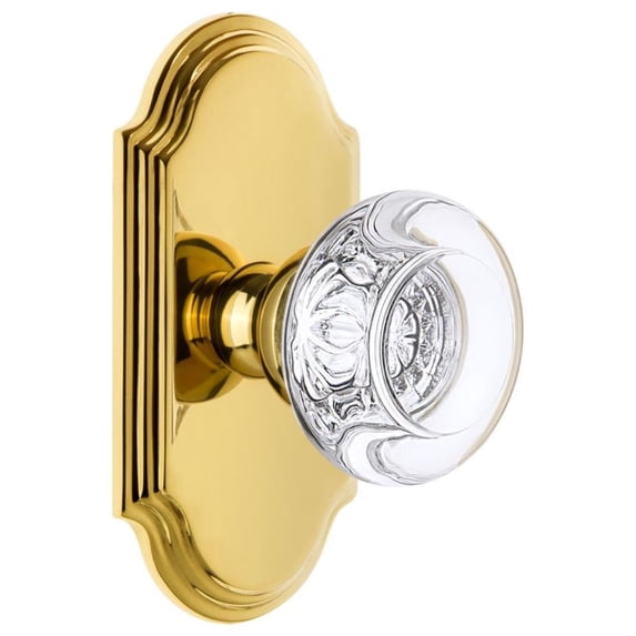 Grandeur Arcbor_Prv_238 Arc Solid Brass Rose Privacy Door Knob Set - Brass
