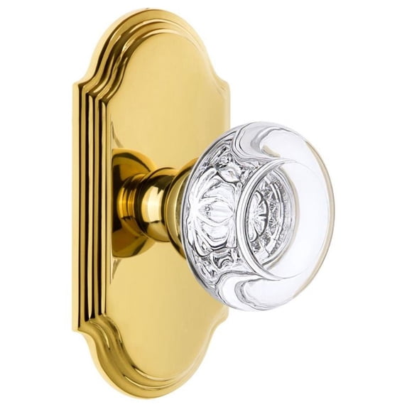 Grandeur Bordeaux Crystal Door Knob with Arc Plate