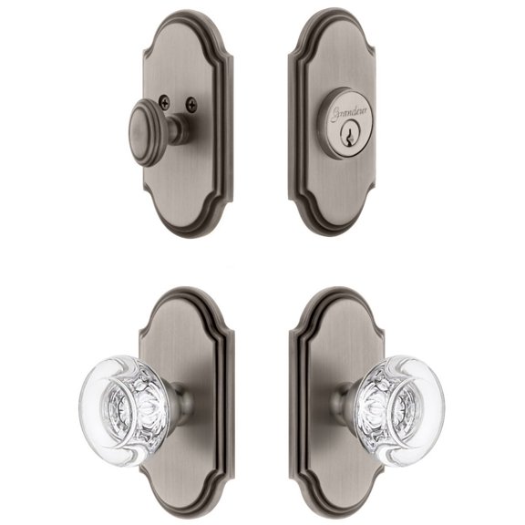 Grandeur Arcbor_Sp_Eset_234 Arc Solid Brass Single Cylinder Keyed Entry Knobset And