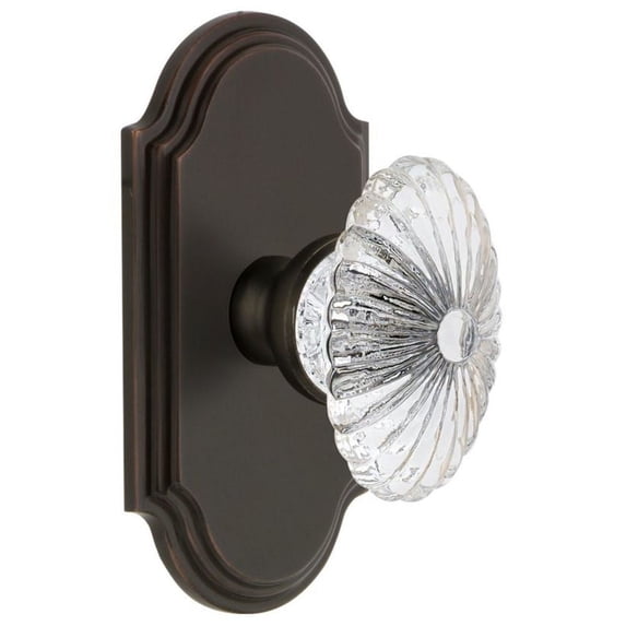 Grandeur Burgundy Crystal Door Knob with Arc Plate