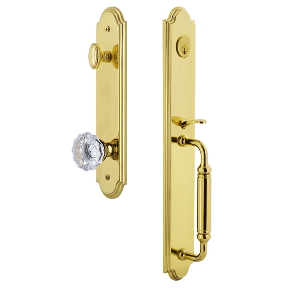 Grandeur 841985 Arc Solid Brass Rose Keyed Entry Single Cylinder Full Plate "C" Grip