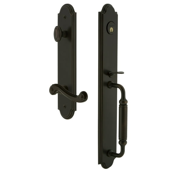 Grandeur Arccgrnew_Eset_238_Lh Arc Solid Brass Rose Left Handed Keyed Entry Single