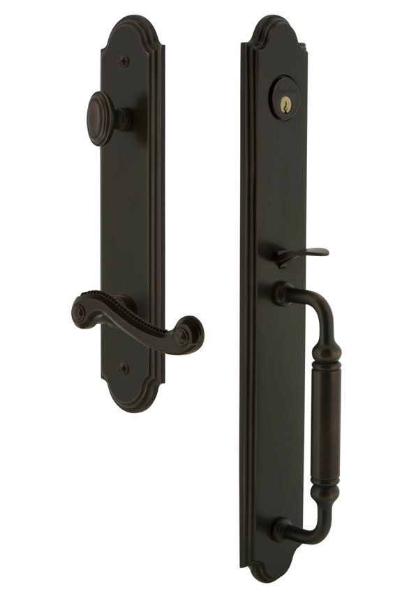 842961 Arc Solid Brass Rose Left Handed Keyed Entry Single Cylinder Full Plate