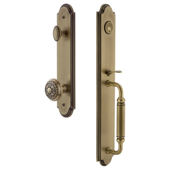 Grandeur 842138 Arc Solid Brass Rose Keyed Entry Single Cylinder Full Plate "C" Grip