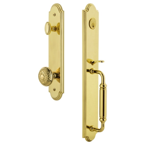 Grandeur 842126 Arc Solid Brass Rose Keyed Entry Single Cylinder Full Plate "C" Grip