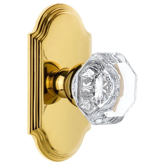 Grandeur Chambord Crystal Door Knob with Arc Plate