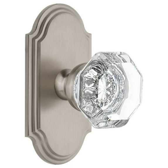 Grandeur Arcchm_Psg_238 Arc Solid Brass Rose Passage Door Knob Set - Nickel