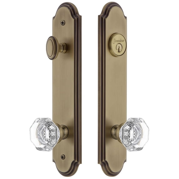Grandeur Arc Tall Plate Single Cylinder One Piece Knobset with Chambord Knob
