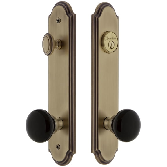Grandeur 854176 Arc Solid Brass Rose Tall Plate Single Cylinder Keyed Entry Door Knob Set