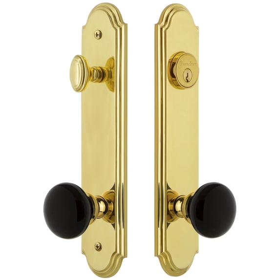 Grandeur Arc Tall Plate Single Cylinder One Piece Knobset with Coventry Knob