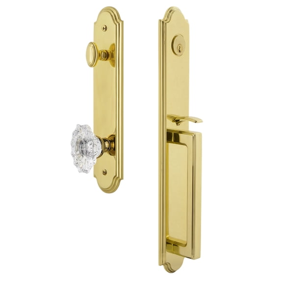 Grandeur 843546 Arc Solid Brass Rose Keyed Entry Single Cylinder Full Plate "D" Grip