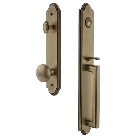 Grandeur Arc D Grip Single Cylinder Handleset with Fifth Avenue Knob