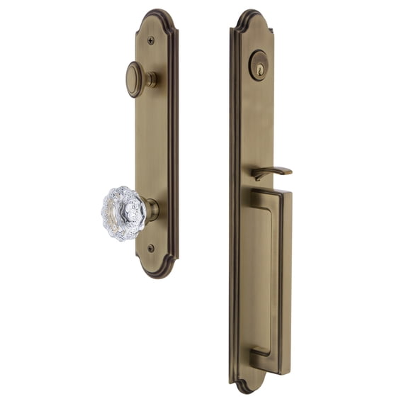 Grandeur 844063 Arc Solid Brass Rose Keyed Entry Single Cylinder Full Plate "D" Grip