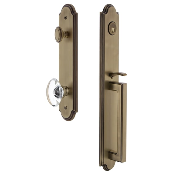 Grandeur 844302 Arc Solid Brass Rose Keyed Entry Single Cylinder Full Plate "D" Grip