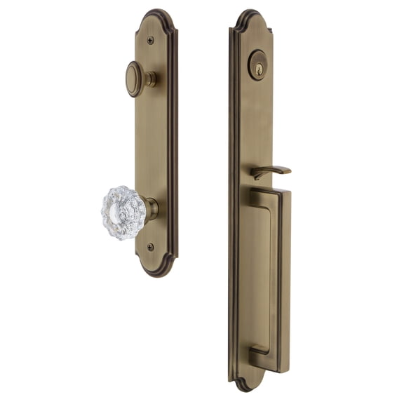 Grandeur 844423 Arc Solid Brass Rose Keyed Entry Single Cylinder Full Plate "D" Grip