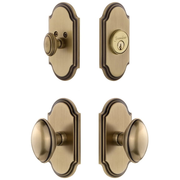 Grandeur 826489 Arc Solid Brass Single Cylinder Keyed Entry Knobset And Deadbolt Combo