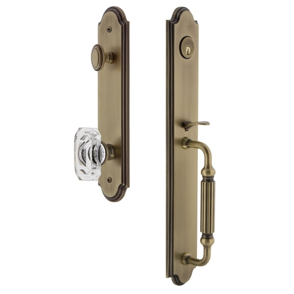Grandeur 843527 Arc Solid Brass Rose Keyed Entry Single Cylinder Full Plate "F" Grip