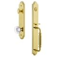thumbnail image 1 of Grandeur 843611 Arc Solid Brass Rose Keyed Entry Single Cylinder Full Plate "F" Grip, 1 of 5