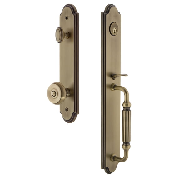Grandeur 843707 Arc Solid Brass Rose Keyed Entry Single Cylinder Full Plate "F" Grip