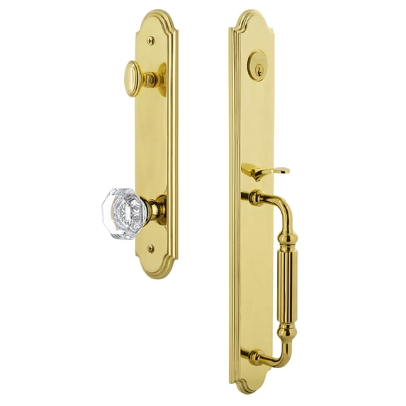 Grandeur 843790 Arc Solid Brass Rose Keyed Entry Single Cylinder Full Plate "F" Grip