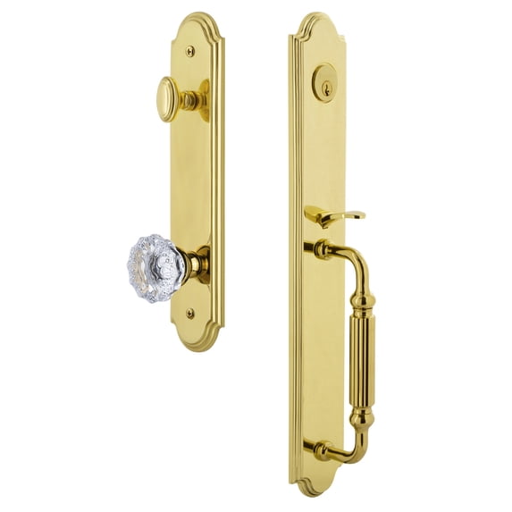 Grandeur 844031 Arc Solid Brass Rose Keyed Entry Single Cylinder Full Plate "F" Grip