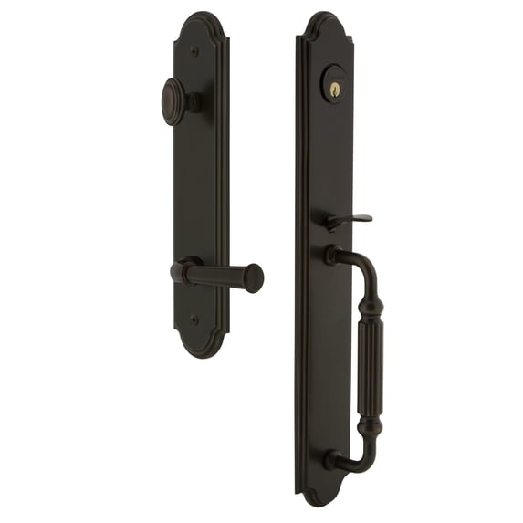 Grandeur 849758 Arc Solid Brass Rose Right Handed Dummy Full Plate 'F' Grip Handleset -