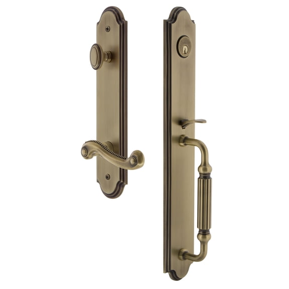 Grandeur Arcfgrnew_Eset_238_Rh Arc Solid Brass Rose Right Handed Keyed Entry Single