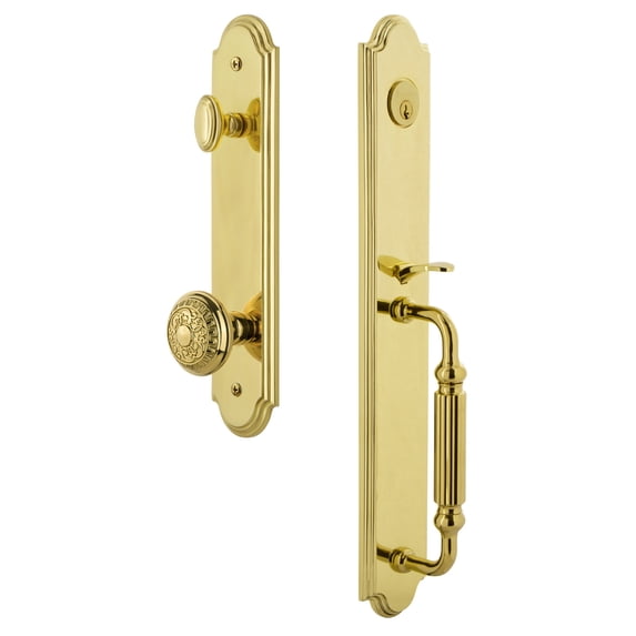 Grandeur 844451 Arc Solid Brass Rose Keyed Entry Single Cylinder Full Plate "F" Grip