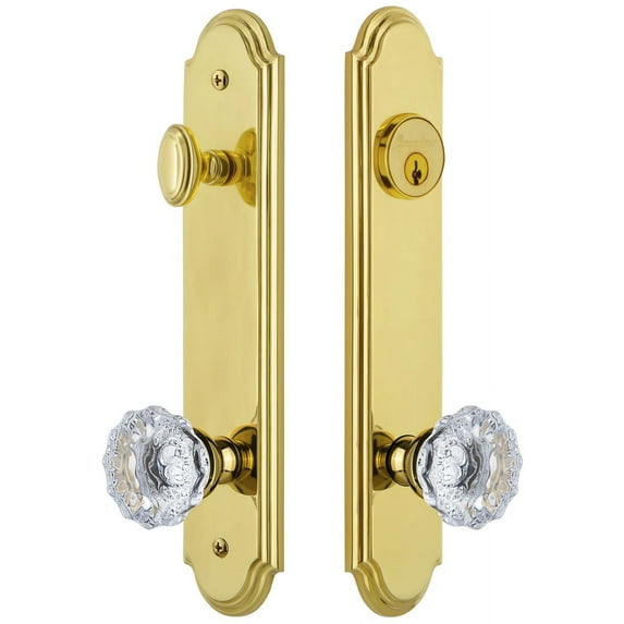 Grandeur Arcfon_Tp_Eset_238 Arc Solid Brass Tall Plate Single Cylinder Keyed Entry Set -