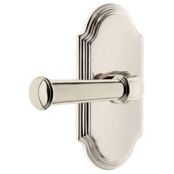 Grandeur 821927 Arc Solid Brass Right Handed Privacy Door Lever Set - Nickel