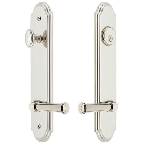 Grandeur 841098 Arc Solid Brass Tall Plate Single Cylinder Keyed Entry Set - Nickel