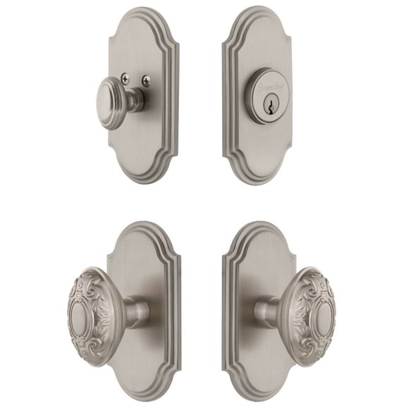 Grandeur Arcgvc_Sp_Eset_234 Arc Solid Brass Single Cylinder Keyed Entry Knobset And