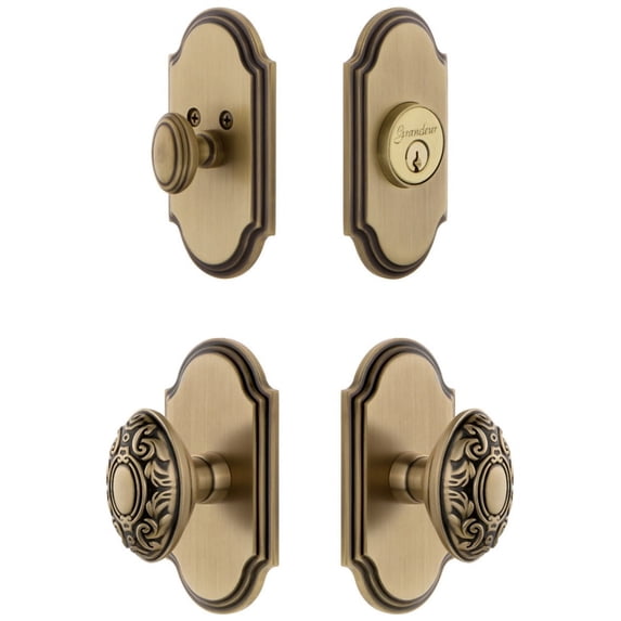Grandeur Arcgvc_Sp_Eset_234 Arc Solid Brass Single Cylinder Keyed Entry Knobset And