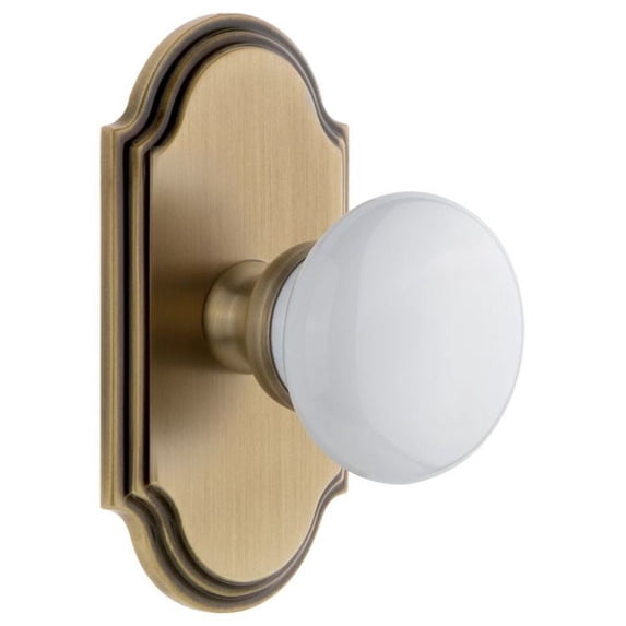 Grandeur Archyd_Psg_234 Arc Solid Brass Rose Passage Door Knob Set - Brass