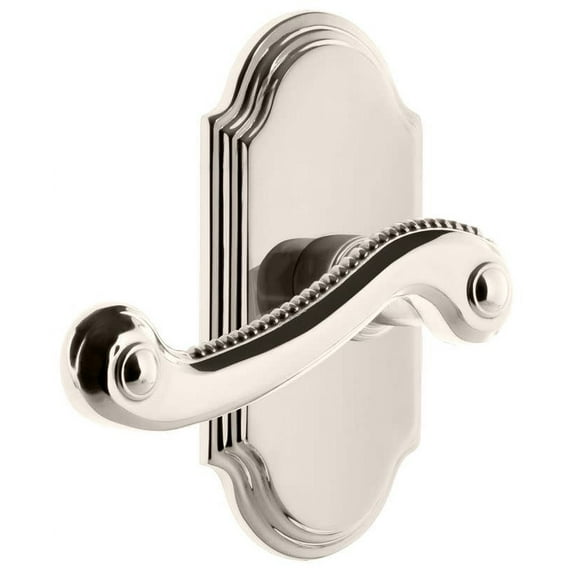 Grandeur Arcnew_Psg_234_Lh Arc Solid Brass Left Handed Passage Door Lever Set - Nickel