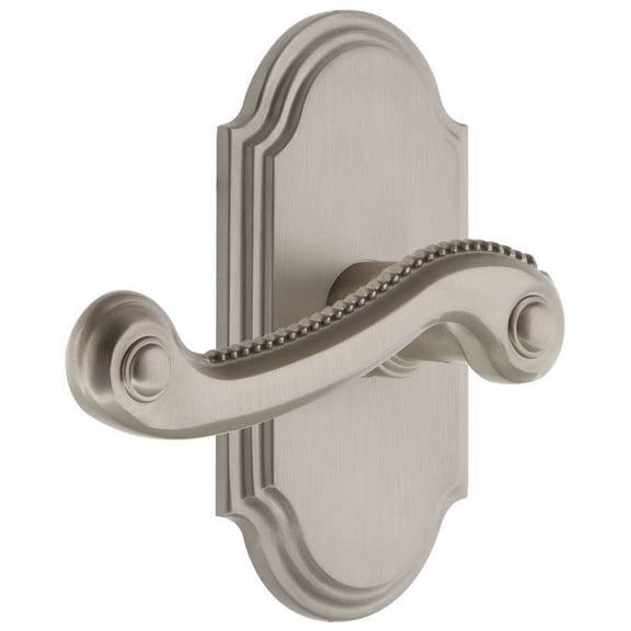 Grandeur 821044 Arc Solid Brass Left Handed Passage Door Lever Set - Nickel