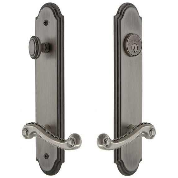 Grandeur Arcnew_Tp_Eset_234_Rh Arc Solid Brass Tall Plate Single Cylinder Keyed Entry Set