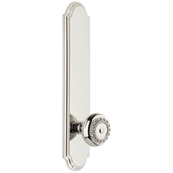 Grandeur Arcpar_Tp_Dd_Na Arc Solid Brass Tall Plate Rose Dummy Door Knob Set - Nickel