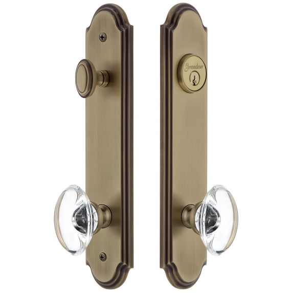 Grandeur 839753 Arc Solid Brass Tall Plate Single Cylinder Keyed Entry Set - Brass