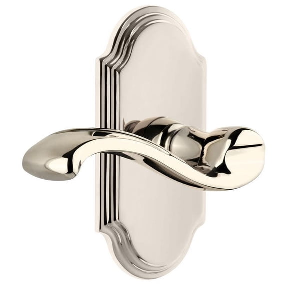 Grandeur Arcprt_Psg_234_Lh Arc Solid Brass Left Handed Passage Door Lever Set - Nickel